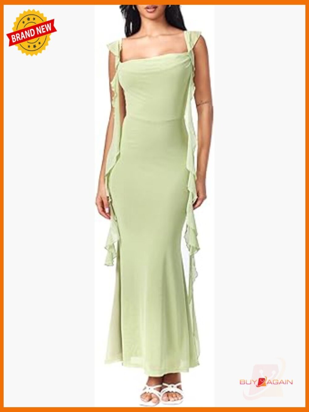Sleeveless Maxi Dress with Ruffle Hem - Elegant Formal Dress